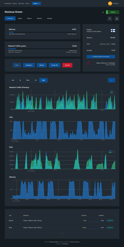 VirtFusion Control Panel Interface